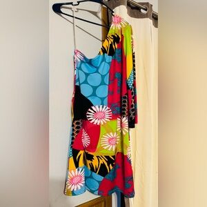 Tracy Negoshian women size MEDIUM Colorful One-Shoulder Dress party summer